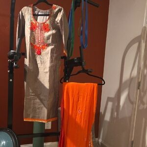 Grey and Orange Churidar